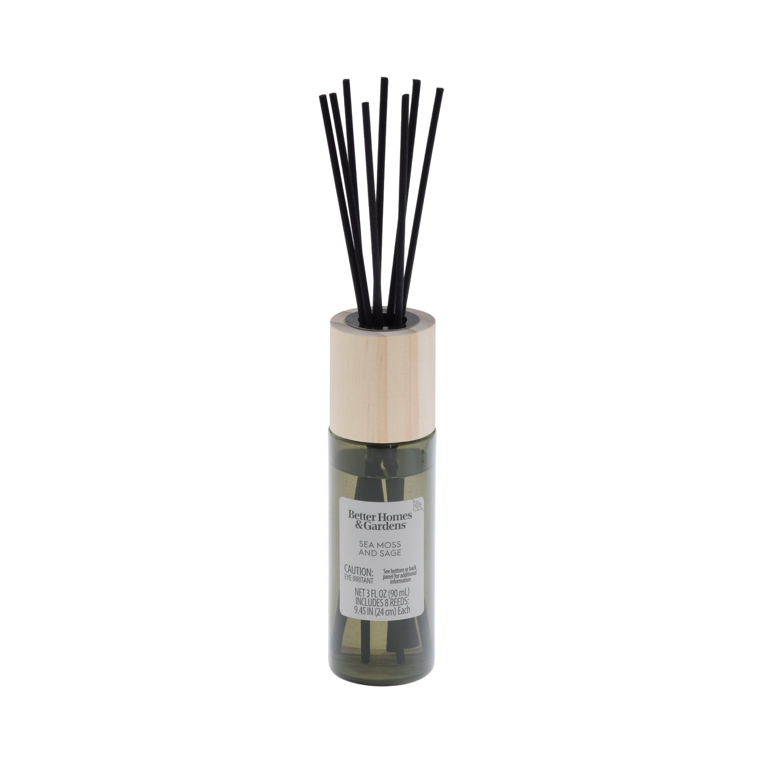 (3 pack) Better Homes and Gardens Sea Moss and Sage Scented Reed Diffuser 3 Fl Oz (90mL) With 8 Synthetic Reeds.