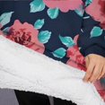 thumbnail image 3 of Oversized Wearable Blanket Hoodie,Pioneer Flower Floral Print Pattern Sherpa Blanket Hoodie with Super Pockets,Super Warm Fuzzy Pullover for Women & Men, 3 of 6