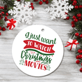 thumbnail image 2 of Christmas Ceramic Ornament – “I Just Want To Watch Christmas Movies” Holiday Movie Inspired Tree Decoration, Festive Seasonal Ornament, 2 of 6