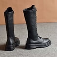 thumbnail image 5 of Hinvhai Womens Lace Up Knee High Boots Combat Chunky Low Heel Tall Boots Black 6(37), 5 of 9