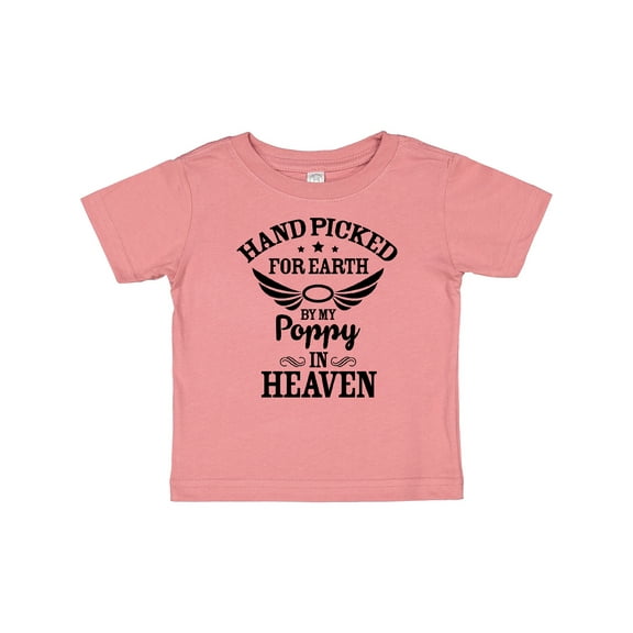 Inktastic Handpicked for Earth by My Poppy in Heaven with Angel Wings` Boys or Girls Baby T-Shirt