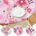 thumbnail image 4 of Elastic edge tablecloth with floral printed polyester, fits round tables 44-52 inch, stain-resistant, extra large edition, 4 of 7