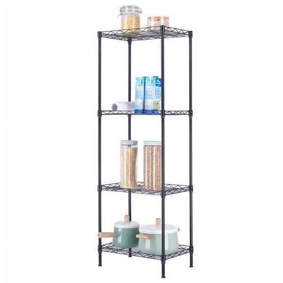 4-Tier Heavy Duty Metal Storage Rack – 400lbs Capacity Adjustable Wire Shelving Unit for Kitchen, Garage, Office | Tool-Free Assembly, Leveling Feet, Commercial & Home