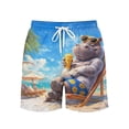 thumbnail image 4 of Telankuip 2026 Summer Funny 3D Animal Graphic Printed Swim Trunk Loose Drawstring Elastic Waisted Beach Shorts with Pockets Lightweight Comfy Holiday Short Pants 4-Sky Blue M, 4 of 4