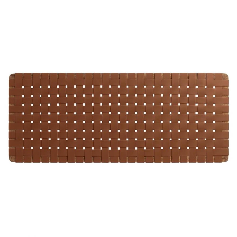 Pemberly Row Weave Vegan Leather Full Headboard in Walnut Brown