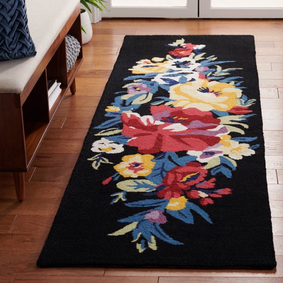 Safavieh Chelsea Ainsley Floral Runner Rug, Black/Rose, 2'3" x 8'