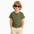 thumbnail image 2 of KPOPLK Kids Basic Shirt for 1-8 Years Summer Baby Boys Short Sleeve Solid Tee T-Shirt Size 5-6 Years,AG, 2 of 6