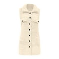 thumbnail image 4 of Solid Loose Fit Elegant Lapel Button Front Vest Cardigan for Women Women Casual Dress Sweater Long Sleeve Hoodie Womens Long Hooded Sweatshirt, 4 of 4