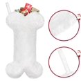 thumbnail image 2 of Dalrosia Snowy White Plush Pet Dog Christmas Stocking, Dog Christmas Stockings Large Bone Shape Faux Fur, Hanging Christmas Holiday Season Party Decor for Pets Dogs, 2 of 6