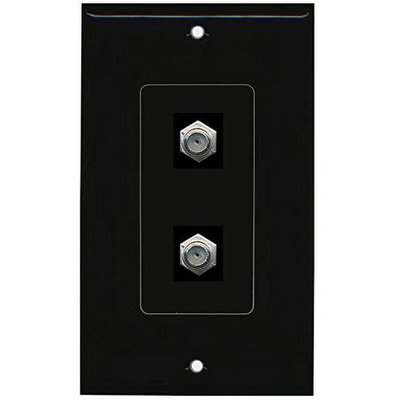 RiteAV (1 Gang Decorative 2 Coax Black Wall Plate Black