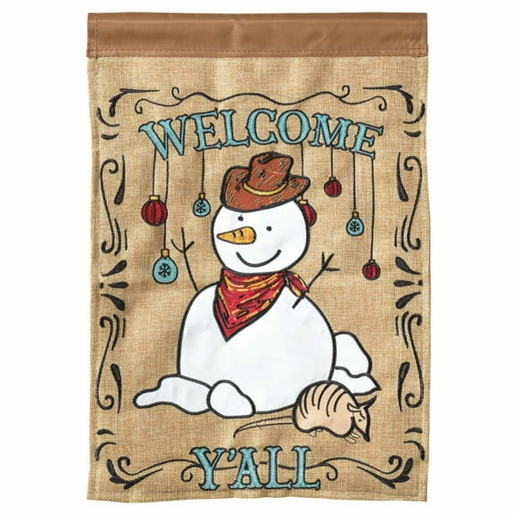 Welcome Y'all Snowman Wintery Magic 13 x 18 Small Holiday House Flag
