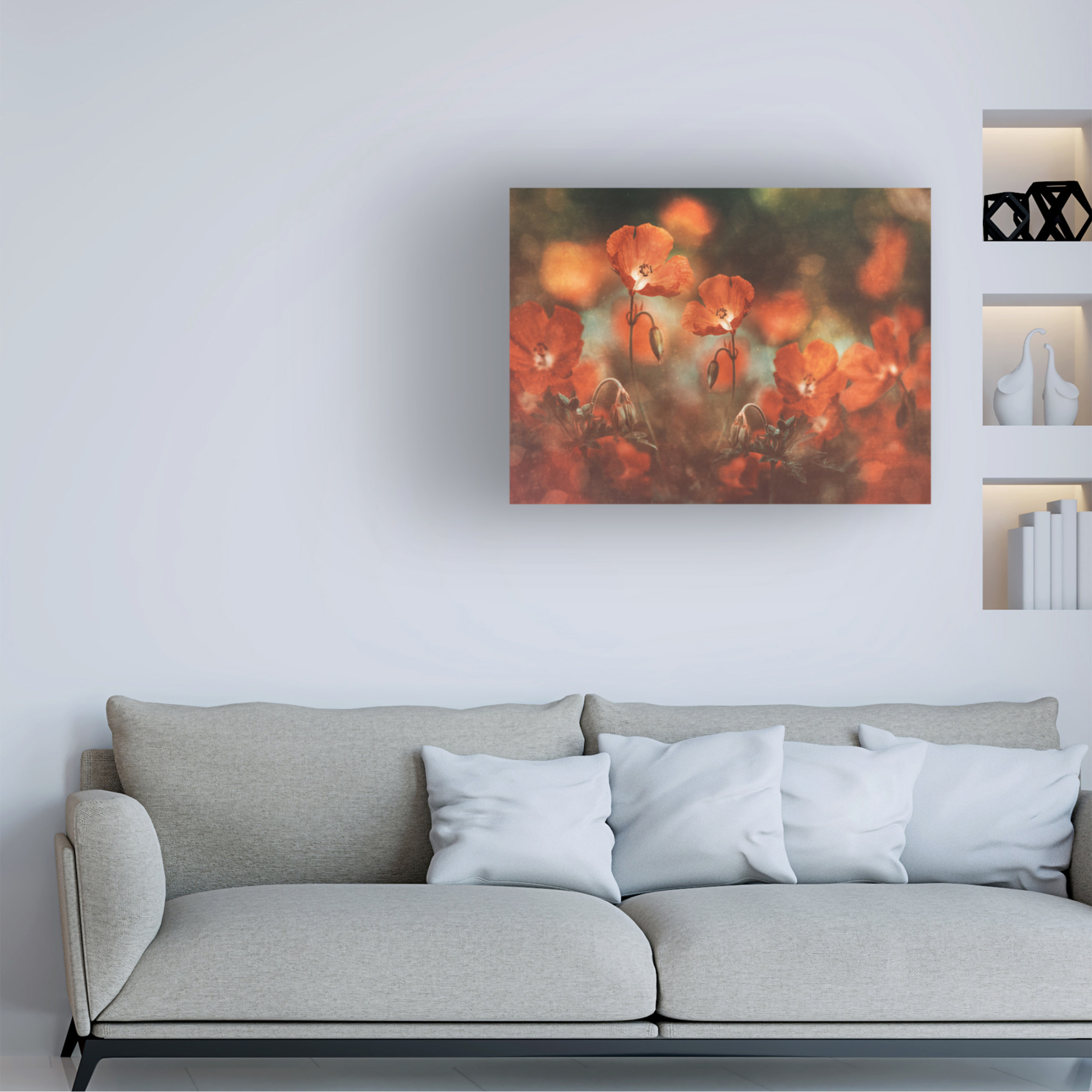 Canvas Wall Art - Nikki Georgieva V 'Floral Art In Red' Wall Art for Living Room, Bedroom, or Office Décor by Trademark Fine Art - 19 x 14 Inches