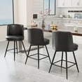 thumbnail image 6 of VINGLI 26" H Swivel Barstools Set of 2, PU Faux Leather Upholstered Counter Height Bar Stool with Back, Kitchen High Chairs with Cushion Round Seat, Metal Legs, White, 6 of 14