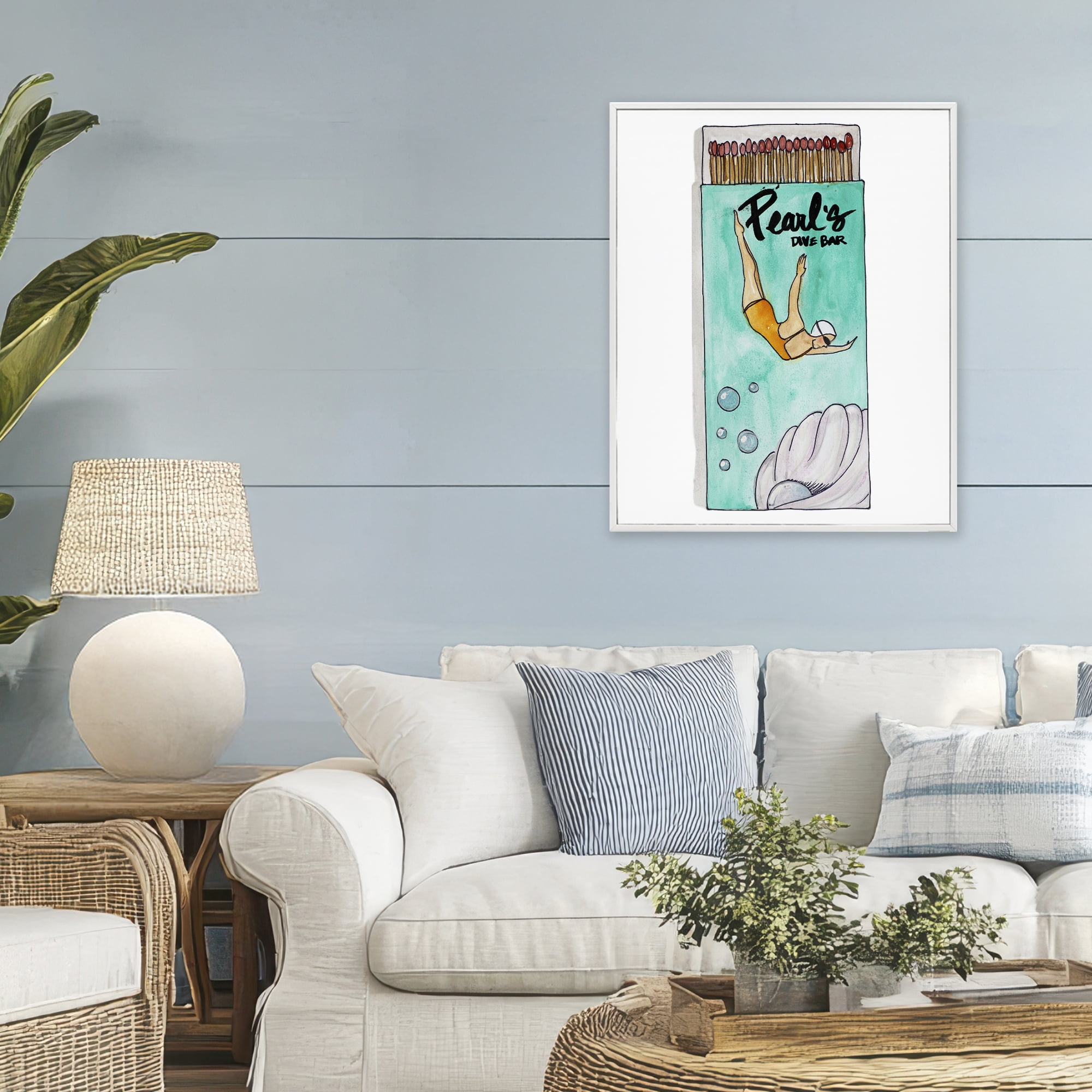 Stupell Industries Pearl Dive Matchbox White Framed Giclee Art, design by Nola James