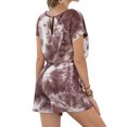 thumbnail image 4 of Women Tie Dyed Print Color Block Short Sleeve Drawstring Rompers, 4 of 5