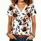 thumbnail image 2 of Tejiojio Women's V-Neck Loose Fit Solid Color Blouse Short Sleeve Button-Down Casual S-2XL, 2 of 9