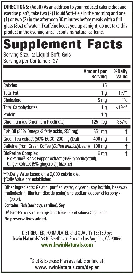 Irwin Naturals Green Tea Fat Metabolizer - 150 Liquid Soft-Gels
