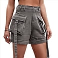thumbnail image 1 of Shorts Vaqueros Cargo para Mujer - Shorts Casuales de Verano Vintage con Botones y Cremallera Añadido Gris S, 1 of 10