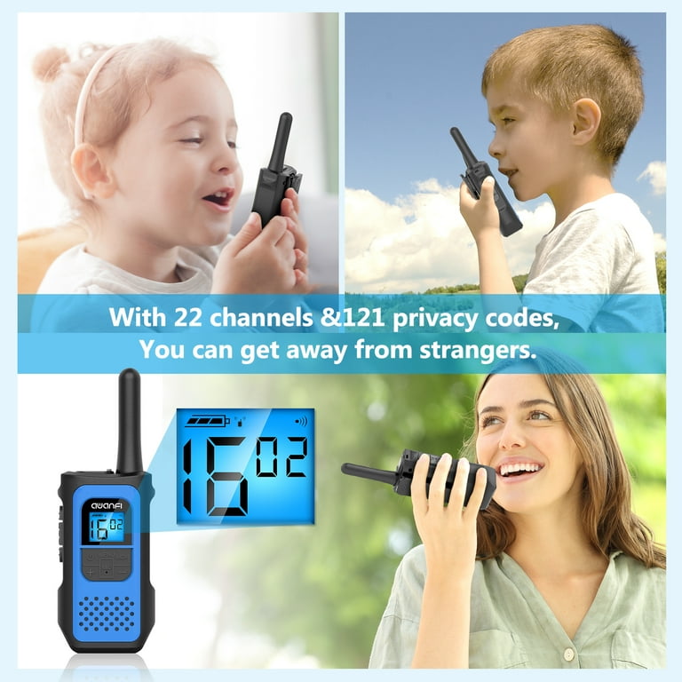 AWANFI Rechargeable Walkie Talkies 3 Pack, Long Range 22 Channel