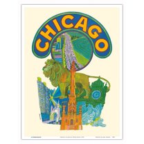 Chicago - Vintage Travel Poster by David Klein c.1955 - Master Art Print (Unframed) 9in x 12in
