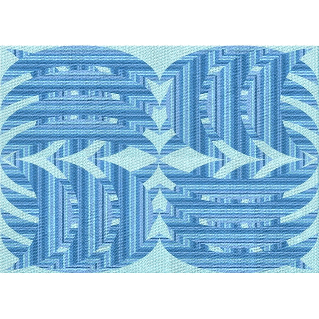 Ahgly Tapis Rectangulaire Lavable en Machine Intérieur Transitionnel Bleu Néon, 8 Pieds x 12 Pieds