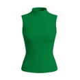 thumbnail image 6 of Karymi Summer Tops for Women 2026 Ribbed Knit Mock Neck Sleeveless Tank Top, Slim‑Fit Cami, Solid Stretchy Layering Blouse, Elegant Turtleneck Vest Summer Tops, 6 of 6