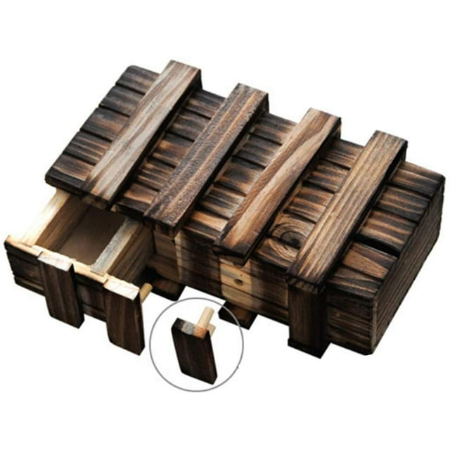 Wooden Puzzle Bo, Adults Brain Teaser Box Hand Crafted Decompression For Indoor