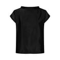 thumbnail image 5 of Royisotas Casual Womens Summer Tops Short Sleeve Black Solid Color Crew Neck Womens Shirts, 5 of 6