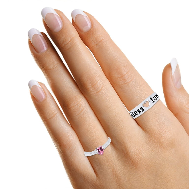 Heart Shape Simulated Pink Tourmaline Valentine s Day Couple