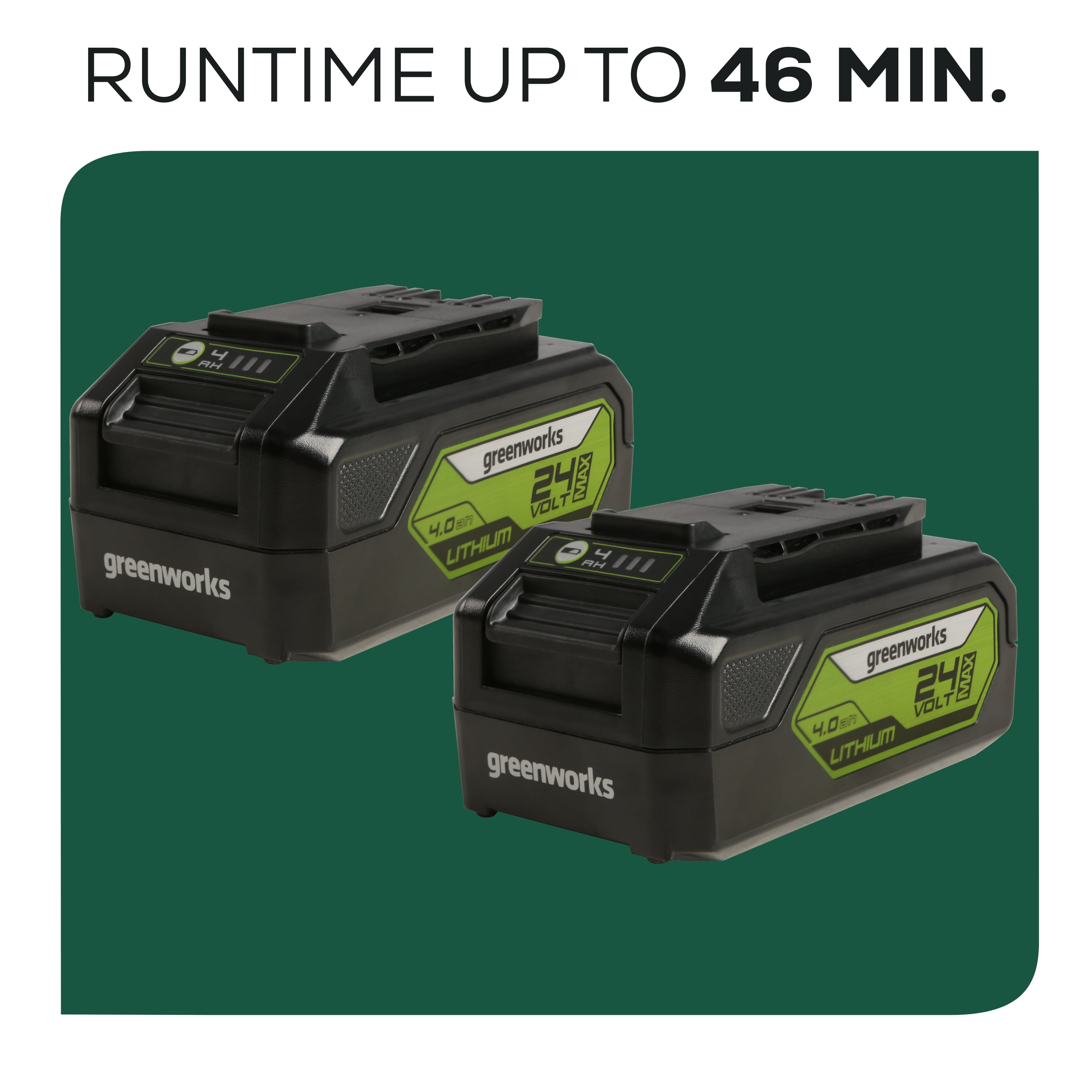 Greenworks 48V (24V x 2) 20" Brushless Battery-Powered Lawn Mower + Two (2) 4.0Ah USB Batteries and Charger