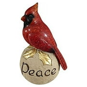 Comfy Hour Joyful Holiday Collection 6'' Red Cardinal Standing On Peace Stone Pedestal Figurine, High Gloss Bird, Ideal Winter Christmas Decoration, Polyresin