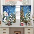 thumbnail image 6 of Blue Snowman Christmas Sheer Curtains 45 Inches Long, Xmas Tree Ball Snowflake Winter Light Filtering Window Curtains for Living Room, Rod Pocket Voile Sheer Curtain Drapes, 52"Wx45"L, 2 Panels, 6 of 9