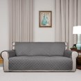 thumbnail image 2 of Housse de Sofa Matelassée Réversible, Protège-Meubles Résistant à l'Eau, Housse de Canapé Lavable avec Mousse Antidérapante et Sangles Élastiques pour Enfants, Chiens, Animaux (Sofa, Gris/gris), 2 of 7
