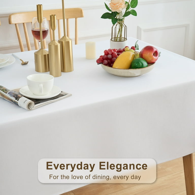 Inosoo Faux Linen Tablecloth, Waterproof, 60x84, White photo 7