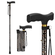 SupreGear Lightweight Folding Aluminum Walking Cane, T-Handle for Adults and Seniors, Leopard