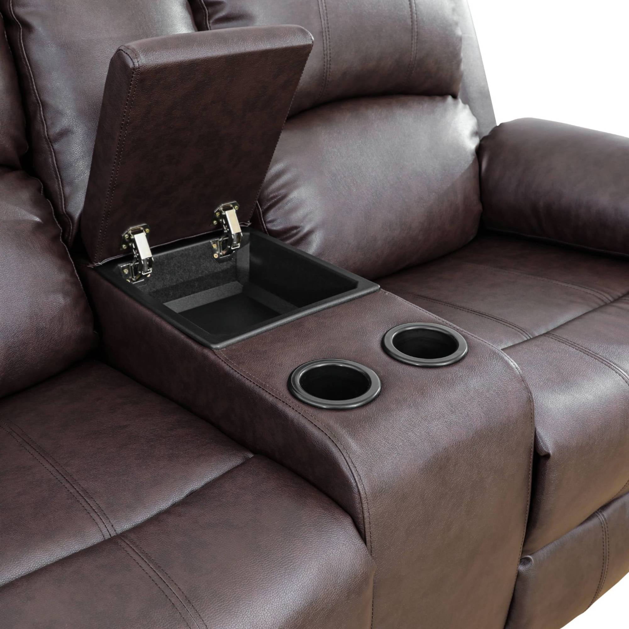 TrumanPick Manual Recliner Loveseat Chair, Overstuffed reclining Armchair Home Theater Sofa Recliner for Living Room, Brown
