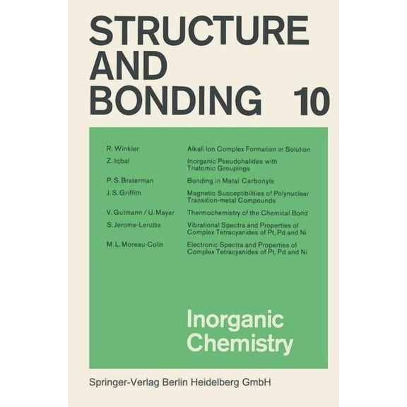 Structure and Bonding Inorganic Chemistry, Book 10, (Paperback)