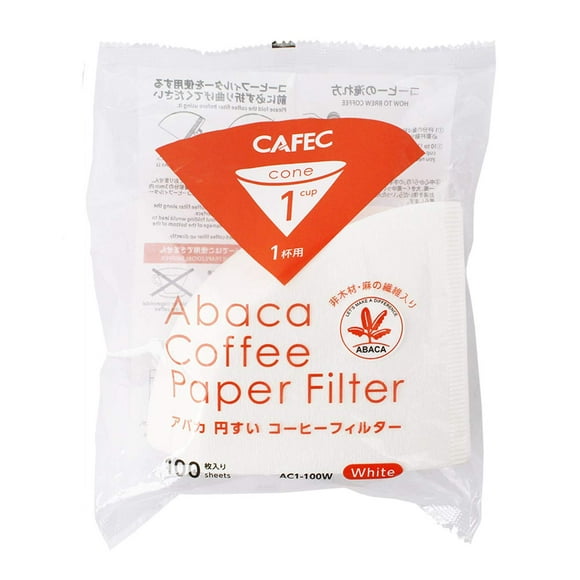 CAFEC Lot de 100 Filtres à Café Jetables Universels en Forme de Cône Blanc V60 01 pour Infusion