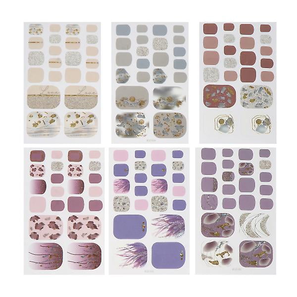 6 Sheets Waterproof Nail Stickers Self-adhesive Nail Tip Decals Diy Nail Decor