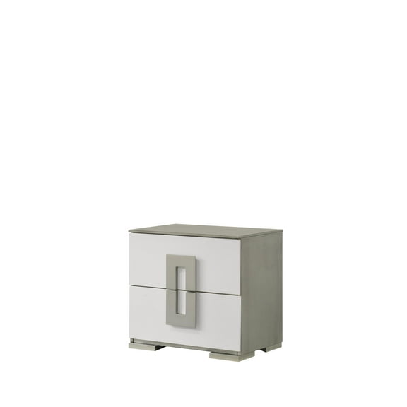 Olivia Contemporary Style Nightstand Made with Metallic Accents & wood in White
