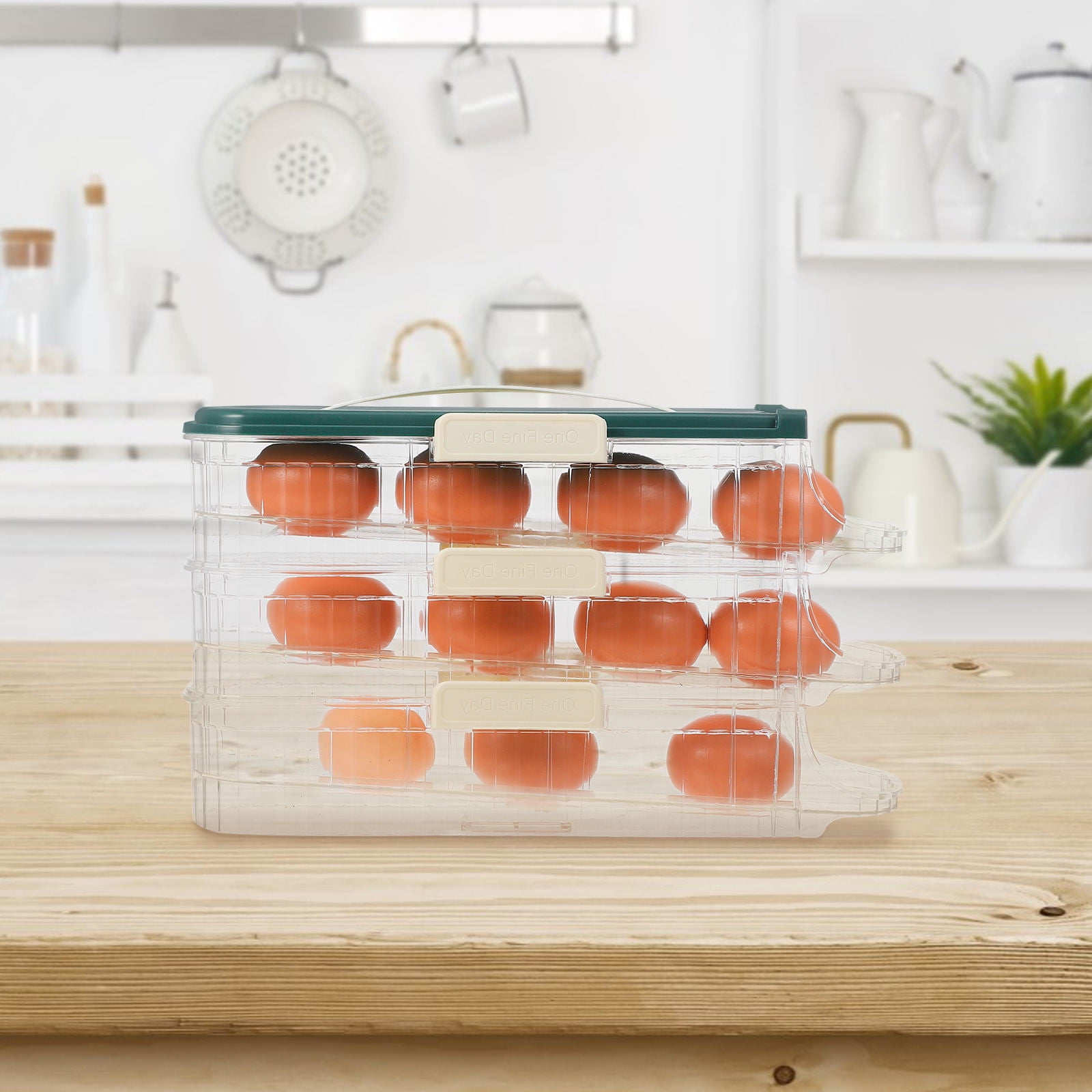 LABSERRON Egg Dispenser 1Set Green Plastic Rolling Egg Organizer For Eggs Fridge Egg Holder Refrigerator