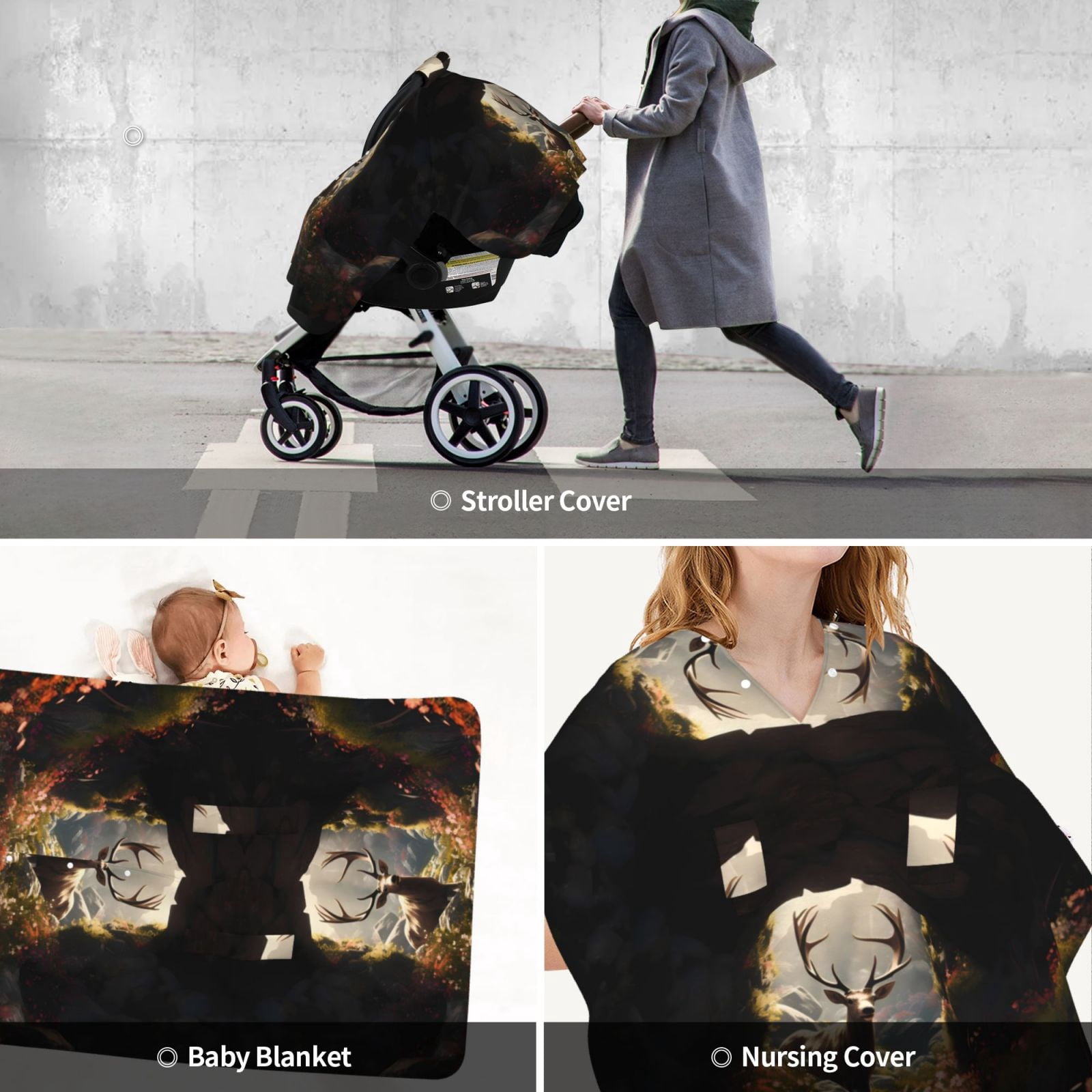 Car Seat Cover Baby - Enchanted Deer In Cave Breathable Infant Car Seat Cover for Baby Carseat, Lightweight Comfort Baby Essentials Must Haves Newborn Stuff for Girl Boy