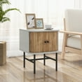 thumbnail image 2 of Costway Sliding Door Nightstand Mid-century Modern Storage End Table with Cabinet Distressed White, 2 of 10