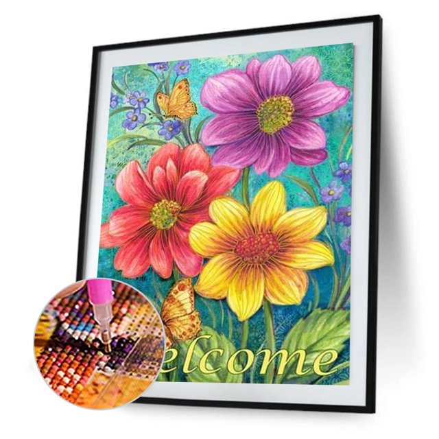 Kit de pintura de diamantes redondos completos de flores DIY 5D, arte artístico (LD678) Likrtyny Oficina Multiescena Multifunción