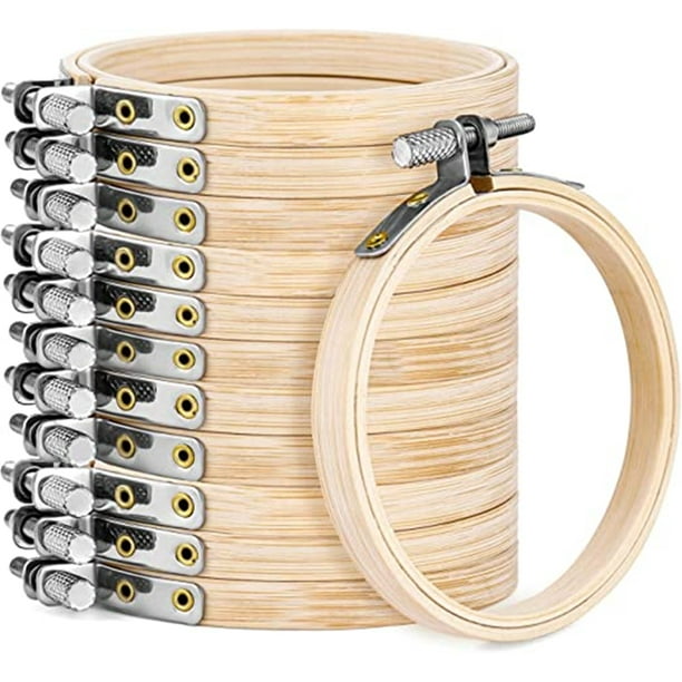 Happon Embroidery Hoop Set 12 Pieces 4 Inches Wooden Round Bamboo