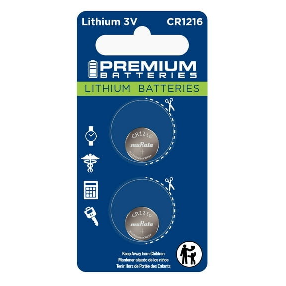 Premium Batteries Murata CR1216 3V Child Safe Lithium Coin Cell (2 Count)