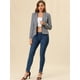 thumbnail image 3 of Blazer a rayas con cierre de botón y bolsillo con solapa con muesca para mujer Naval Blanca L, 3 of 6