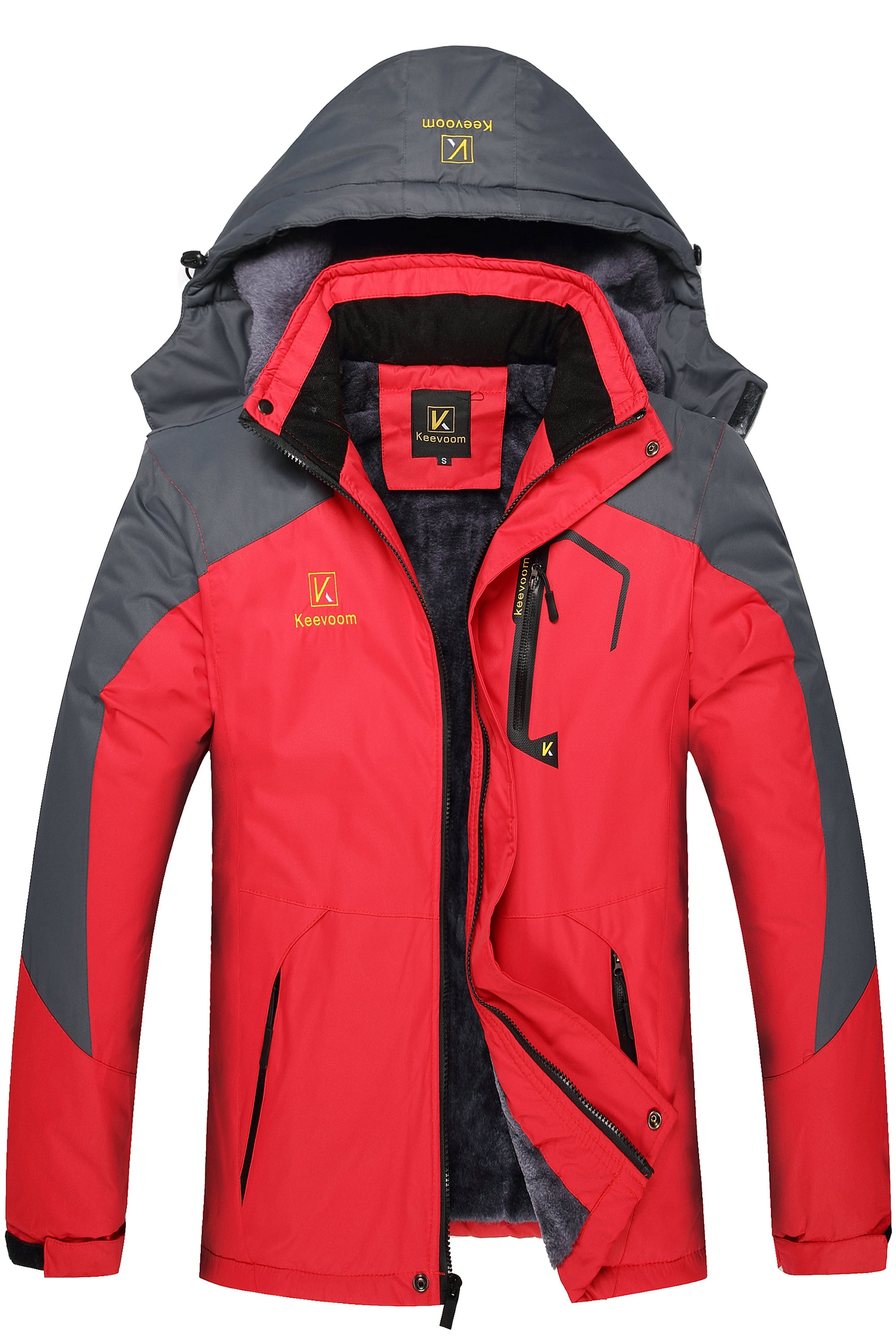 Keevoom Men's Waterproof Ski Jacket Warm Winter Hooded Snowboarding Coat Mountain Windproof Raincoat for Men 