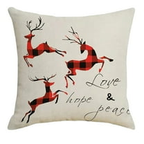 Luoshdecor Christmas Pillow Cover，Vintage Red White Linen Xmas Theme Decorative Throw Pillow Cases for Home and Living Room Winter Bed Decor 18x18 in