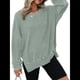 thumbnail image 1 of Sudadera de Cuello Redondo de Punto Gofre de Gran Tamaño para Mujer, Sudadera Informal de Larga con Laterales Verde XXL, 1 of 8
